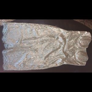 Milly Gold Ornate Lace Strapless Dress